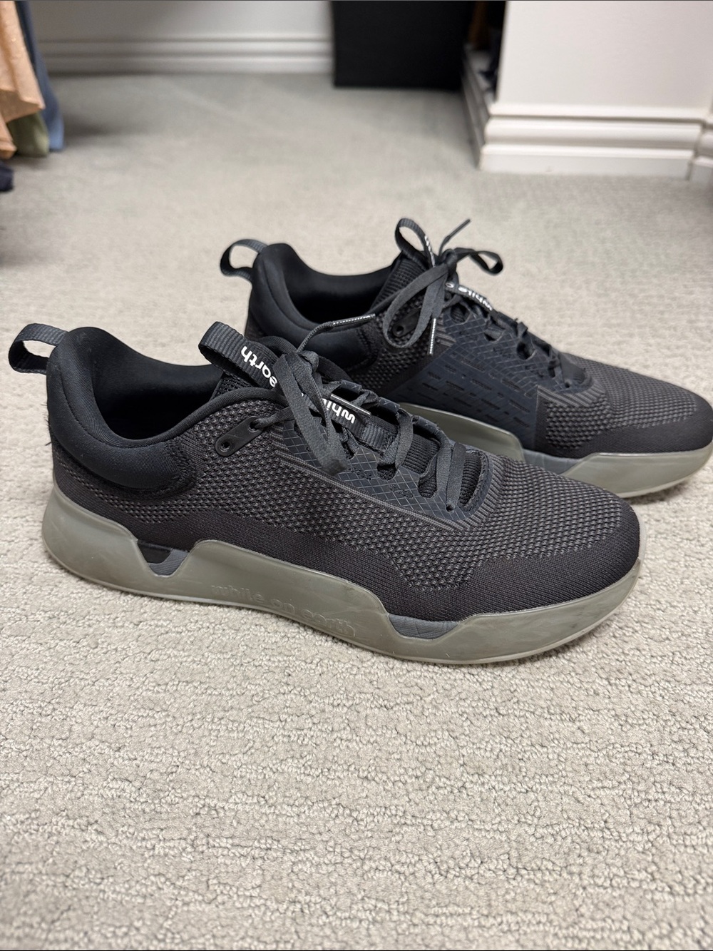 Women's Black Knit Athletic Sneakers with Gray Sole